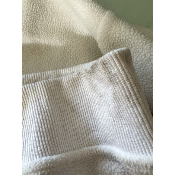 Y2K White Fleece Pullover Hoodie | Gothic Script & Angry Star Appliqué (Size M) - Picture 11 of 12